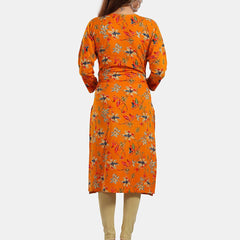 Be You Floral Printed Round Neck Maternity Straight Kurta
