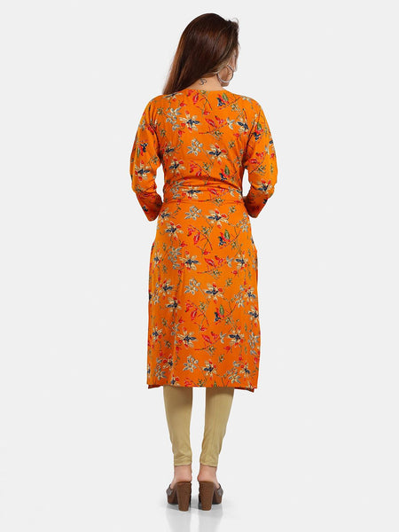 Be You Floral Printed Round Neck Maternity Straight Kurta