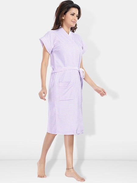 Be You Women Printed Cotton Anti-bacterial Super Soft Bath Robe With Belt