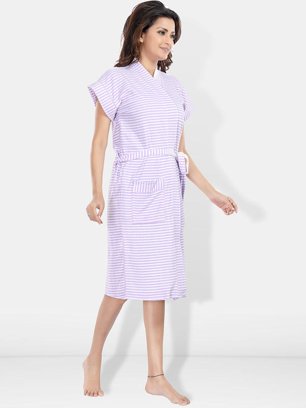 Be You Women Printed Cotton Anti-bacterial Super Soft Bath Robe With Belt