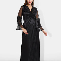 Be You V-Neck Maxi Satin Wrap Nightdress With Robe