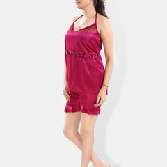 Be You Shoulder Straps Satin Top With Shorts &Robe