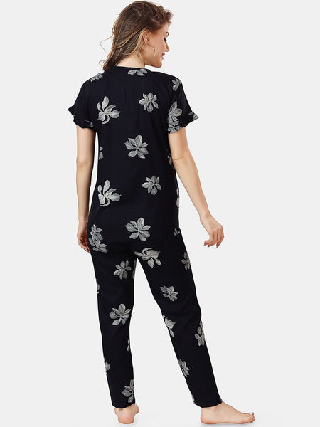 Be You Floral Printed Shirt And Pyjama Night Suit