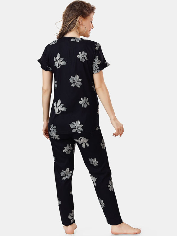 Be You Floral Printed Shirt And Pyjama Night Suit