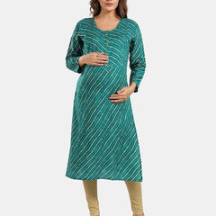 Be You Leheriya Printed Round Neck Kurta