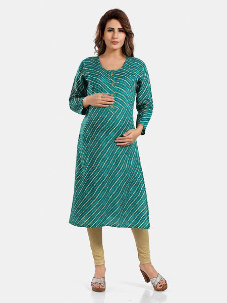 Be You Leheriya Printed Round Neck Kurta