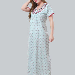 Be You Blue Embroidered Maxi Nightdress