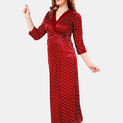 Be You V Neck Lace Satin Maxi Nightdress With Robe