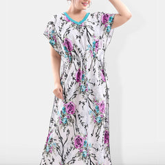 Be You Floral Printed Satin Maxi Kaftan Nightdress