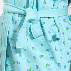 Be You Blue Conversational Cotton Drawstring Knee Length Bath Robe