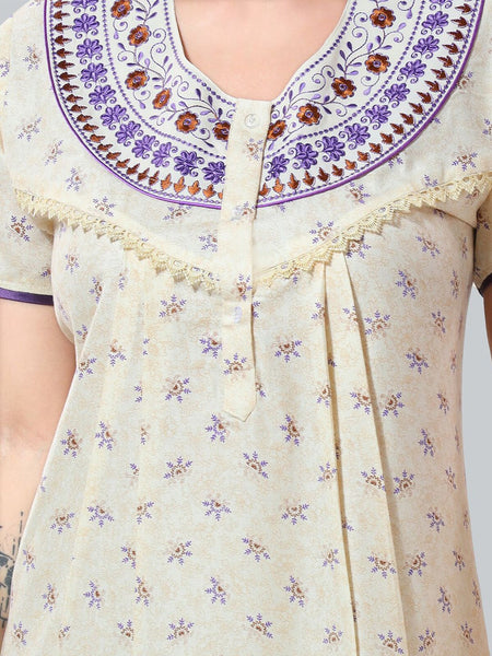 Be You Off White Embroidered Maxi Nightdress