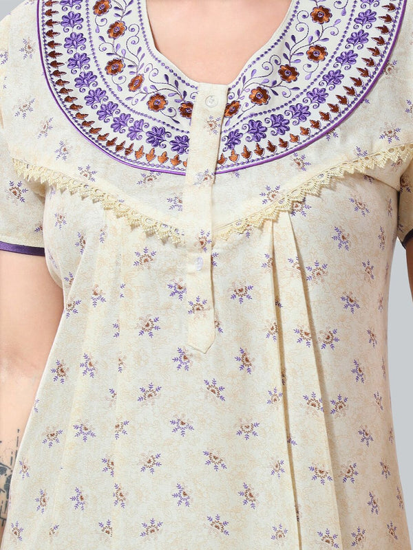 Be You Off White Embroidered Maxi Nightdress