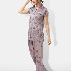 Be You Floral Printed Satin Night suit