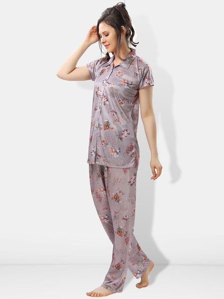 Be You Floral Printed Satin Night suit
