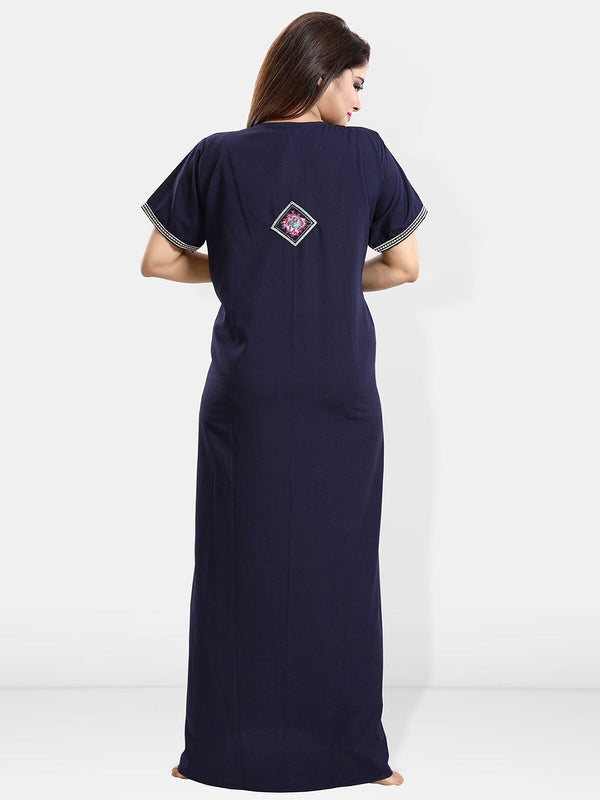Be You Ethnic Motifs Embroidered Maxi Nightdress