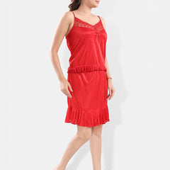 Be You Shoulder Straps Satin Night Suit With Robe