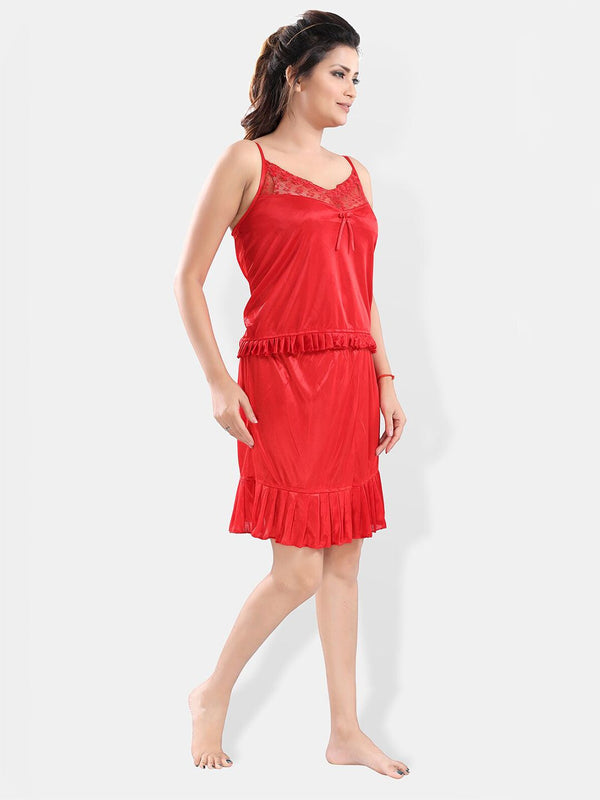 Be You Shoulder Straps Satin Night Suit With Robe