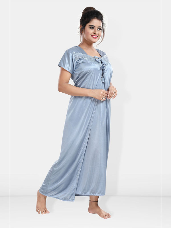 Be You Maxi Satin Wrap Nightdress With Robe