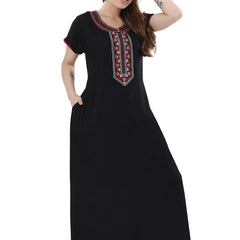 Be You Black Embroidered Maxi Nightdress