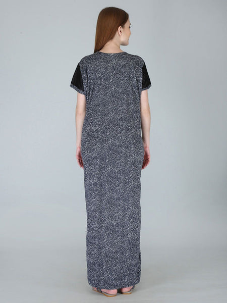 Be You Women Printed Satin Maxi Nightdress