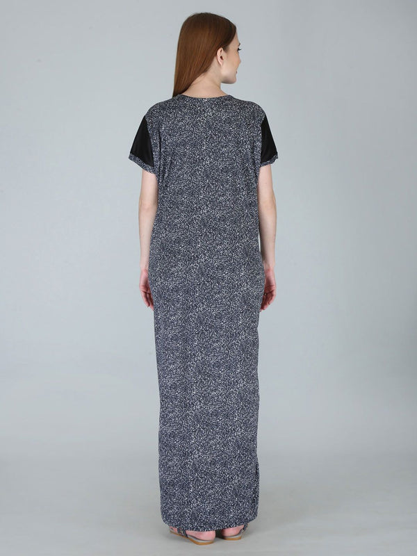 Be You Women Printed Satin Maxi Nightdress