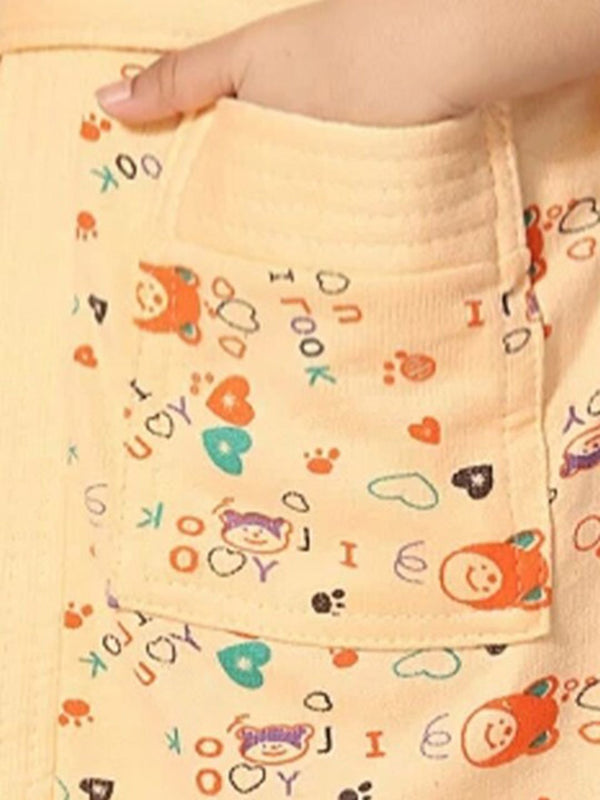 Be You Peach Conversational Cotton Drawstring Knee Length Bath Robe