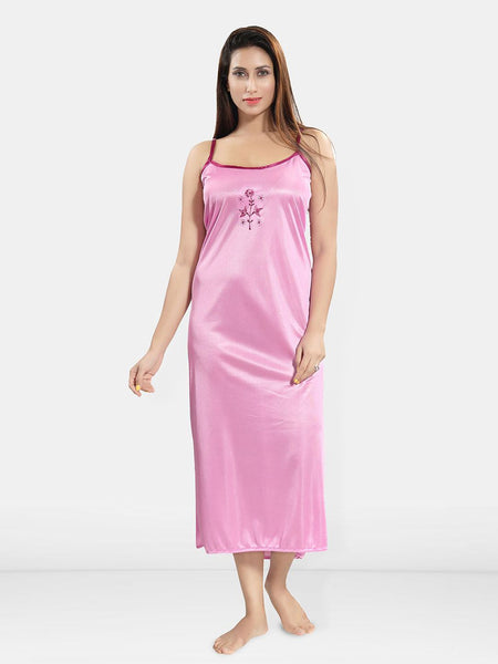 Be You Embroidered Satin Maxi Nightdress With Robe