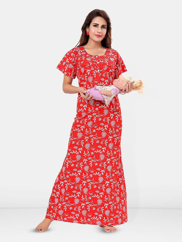 Be You Floral Printed Cotton Maternity Maxi Nightdress