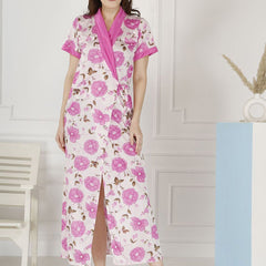 Be You Women Floral Printed Maxi Wrap Nightdress