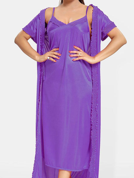 Be You Pack Of 4 Satin Maxi Nightdress With Robe