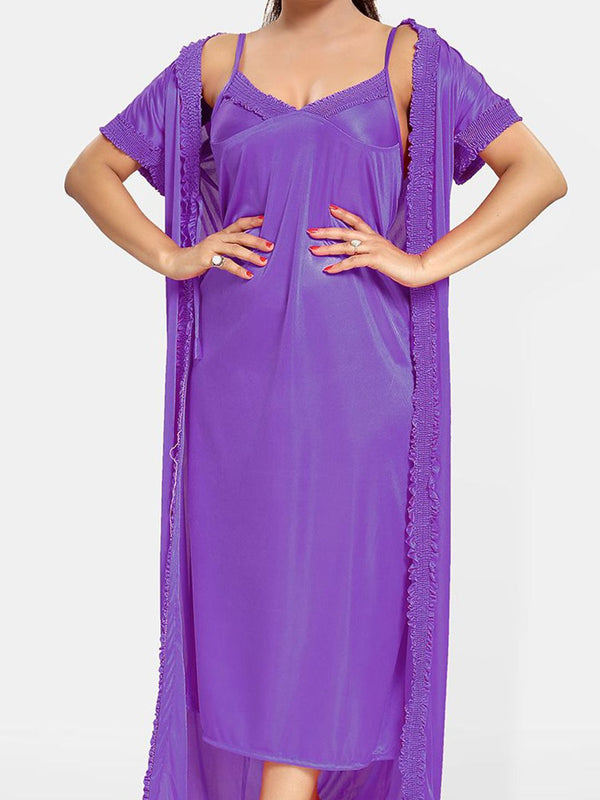 Be You Pack Of 4 Satin Maxi Nightdress With Robe