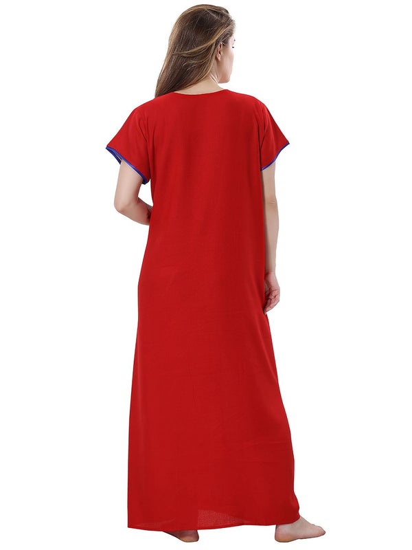 Be You Red Embroidered Maxi Nightdress