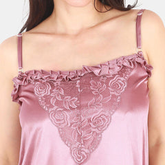 Be You Floral Lace Shoulder Straps Satin Maxi Nightdress With Robe