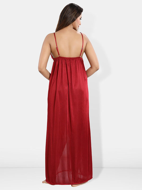 Be You Shoulder Straps Satin Maxi Nightdress With Robe