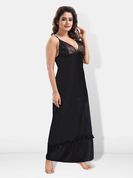 Be You 6 Pieces Satin Maxi Nightdress Set With Robe And Lingerie Set