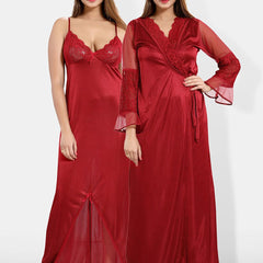 Be You Shoulder Straps Satin Maxi Nightdress With Robe