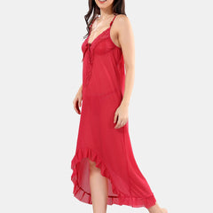 Be You Net Self Design Baby Doll Dress With Thong
