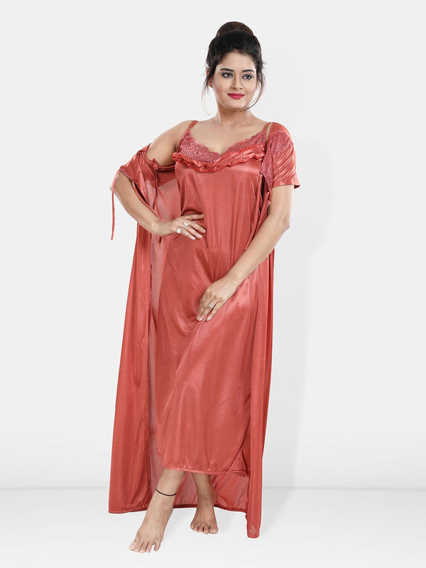 Be You Maxi Satin Wrap Nightdress With Robe