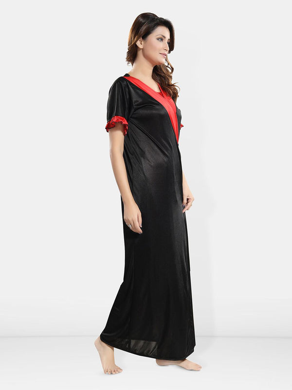 Be You Shoulder Straps Satin Wrap Nightdress With Robe