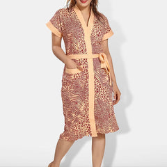 Be You Women Printed Cotton Anti-bacterial Super Soft Bath Robe With Belt