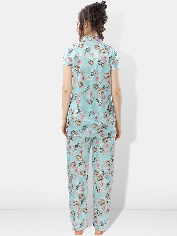 Be You Floral Printed Satin Night suit