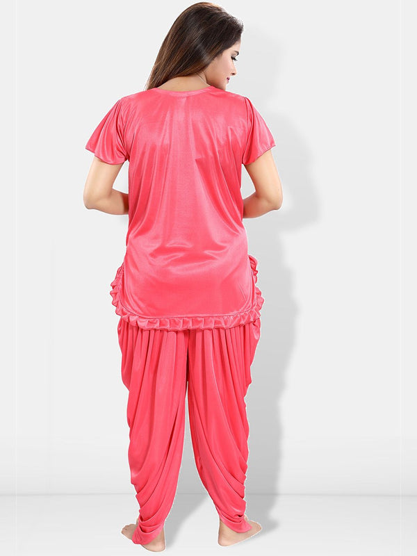Be You Pack Of 2 Short Sleeves Satin Top & Patiyala