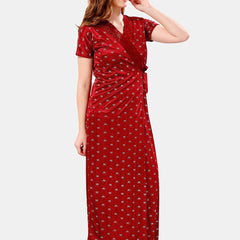 Be You V Neck Lace Satin Maxi Nightdress With Robe