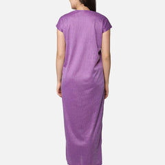 Be You Women Purple Striped Maxi Maternity Nightdress
