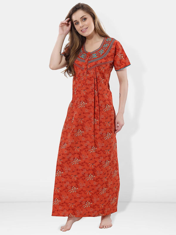 Be You Floral Embroidered Maxi Nightdress