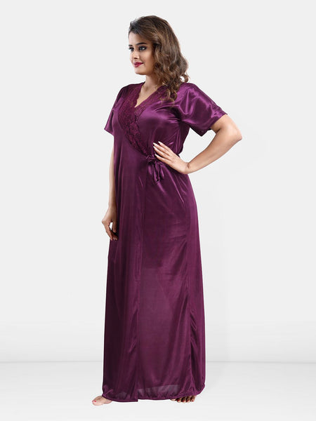 Be You Satin Wrap Nightdress With Robe