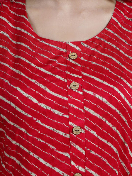 Be You Leheriya Printed Round Neck Kurta