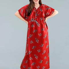 Be You Red Printed Maxi Kaftan Nightdress