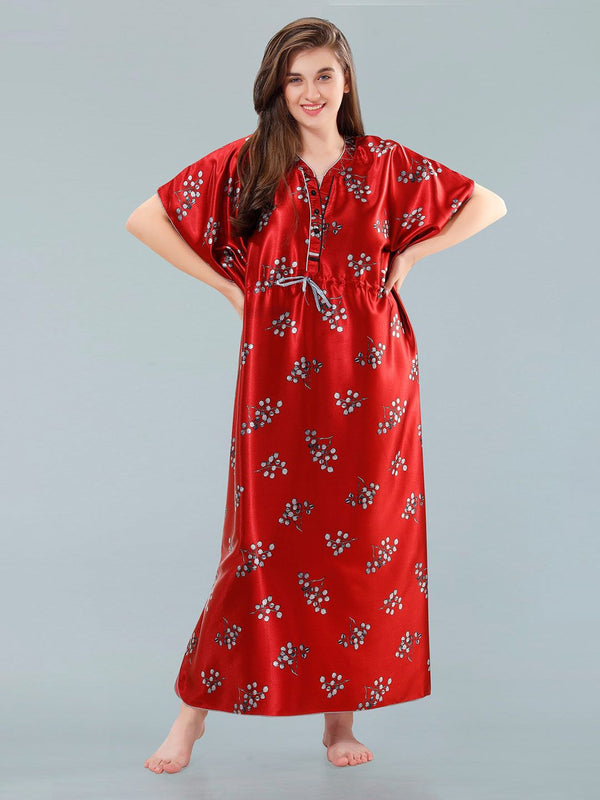 Be You Red Printed Maxi Kaftan Nightdress