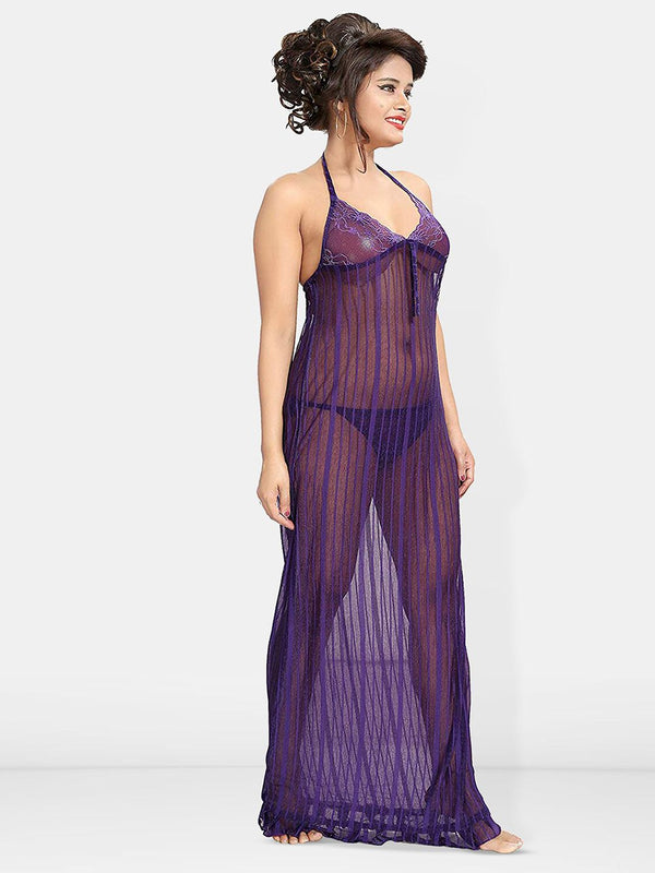 Be You Halter Neck Net Baby Doll With Briefs